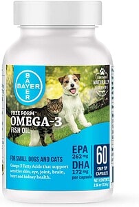 Free Form Snip Tips Omega-3 Fish Oil Liquid Supplement for Small Dogs and Cats, 60 Count, 87042251