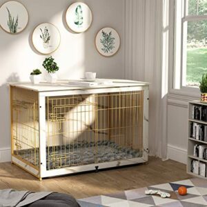 Megidok Wooden Dog Crate Furniture with Cushion