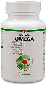 Vetoquinol Triglyceride Omega-3 Fatty Acid Supplement Capsules with Fish Oil for Pets